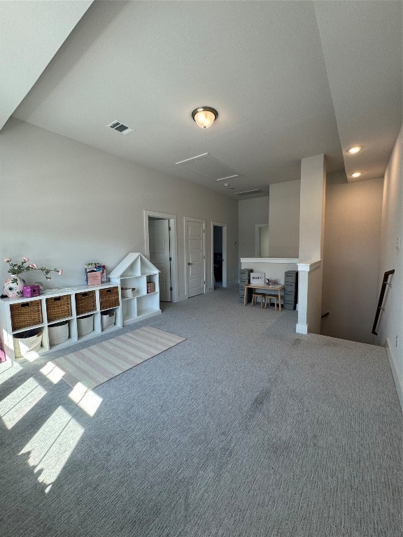 rec room with carpet floors