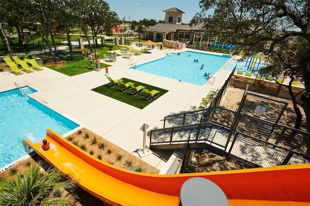 view of pool featuring a patio area