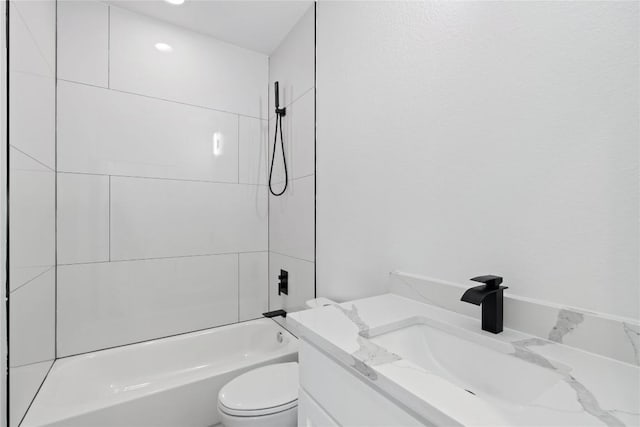 909 Vargas Rd Unit B, Austin, TX 78741 - bathroom featuring toilet, shower / bathtub combination, and vanity