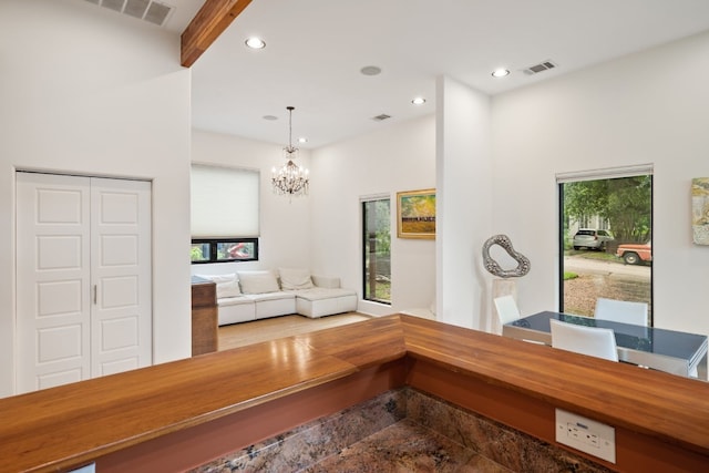 interior space with a notable chandelier