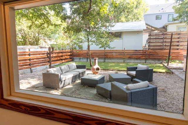 view of patio featuring outdoor lounge area