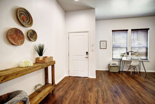 foyer entrance featuring dark hardwood / wood-style floors