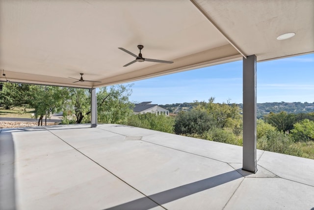 view of patio / terrace with ceiling fan