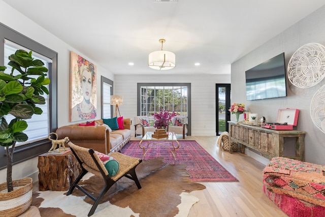 living room featuring light hardwood / wood-style flooring