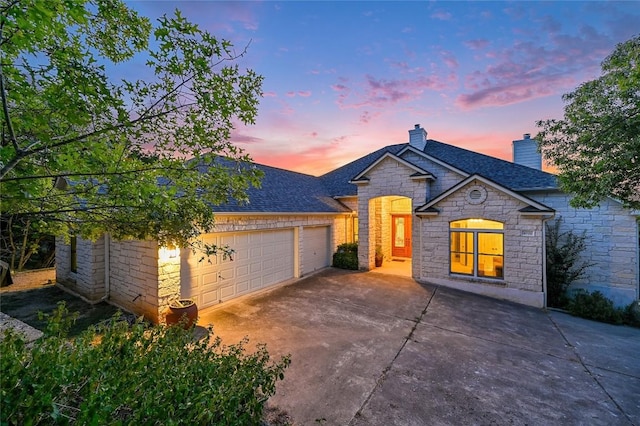 view of front of house with a garage