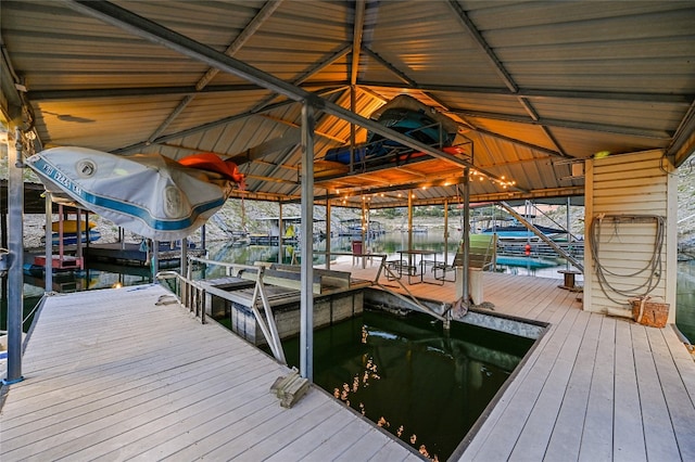 dock area featuring boat lift