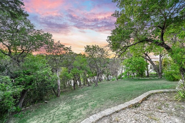 view of yard at dusk