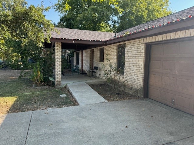 exterior space featuring a garage