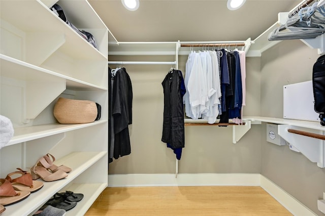 walk in closet featuring light wood-type flooring