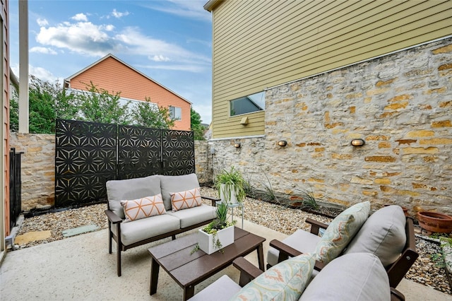 view of patio featuring an outdoor living space