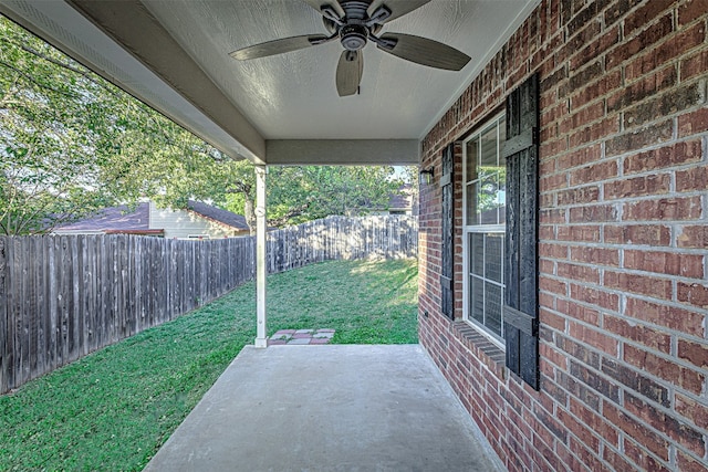 view of patio / terrace with ceiling fan