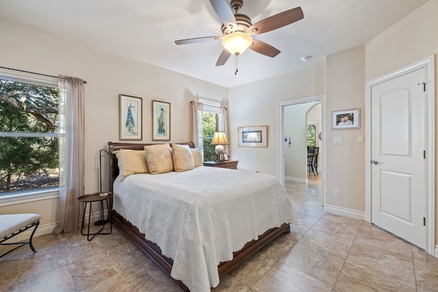 bedroom with ceiling fan