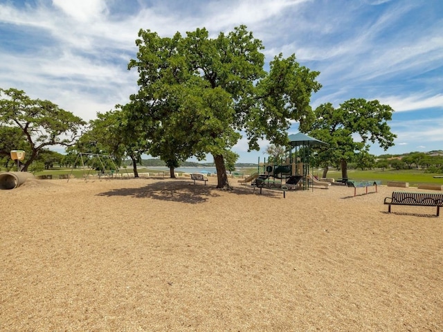 view of community featuring playground community