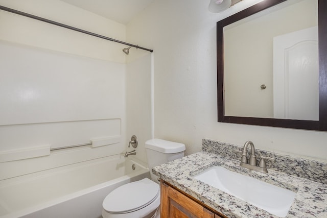 full bathroom featuring vanity, toilet, and shower / bathtub combination