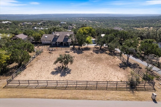 drone / aerial view with a rural view