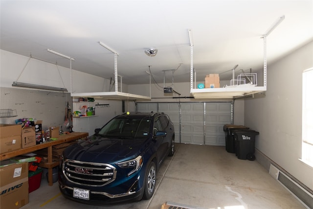 garage with a garage door opener