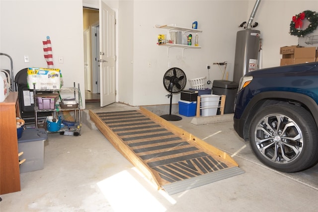 garage featuring gas water heater