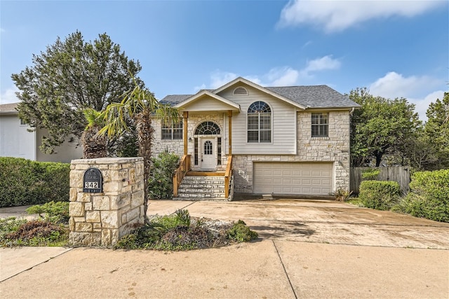 view of front of property featuring a garage