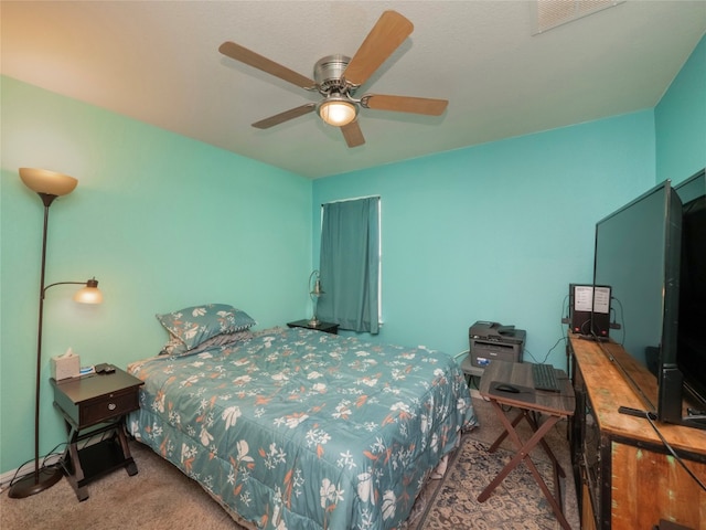 bedroom with carpet and ceiling fan