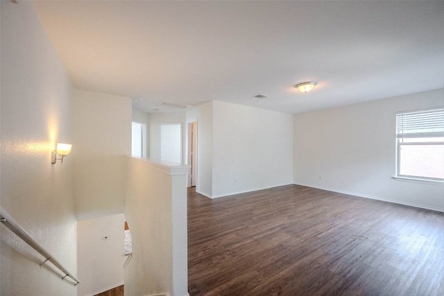 empty room with dark wood-type flooring