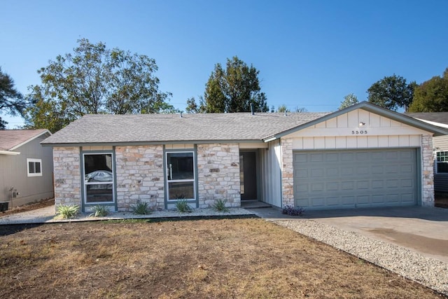 single story home featuring a garage