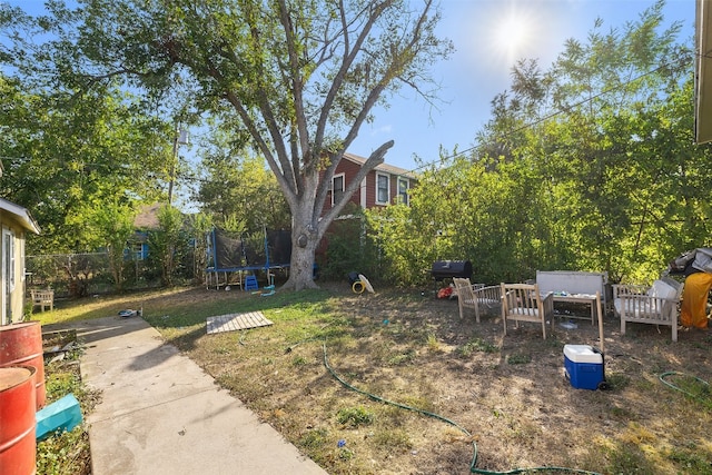 view of yard featuring a trampoline