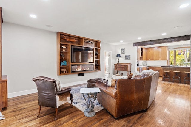 living room with wood-type flooring