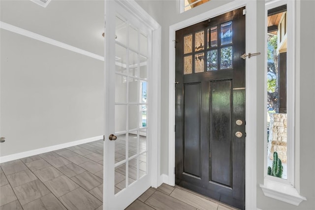 110 Magona Trl, Georgetown, TX 78628 - entryway with plenty of natural light, baseboards, and crown molding