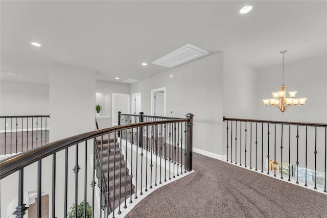 110 Magona Trl, Georgetown, TX 78628 - corridor with recessed lighting, attic access, and carpet flooring