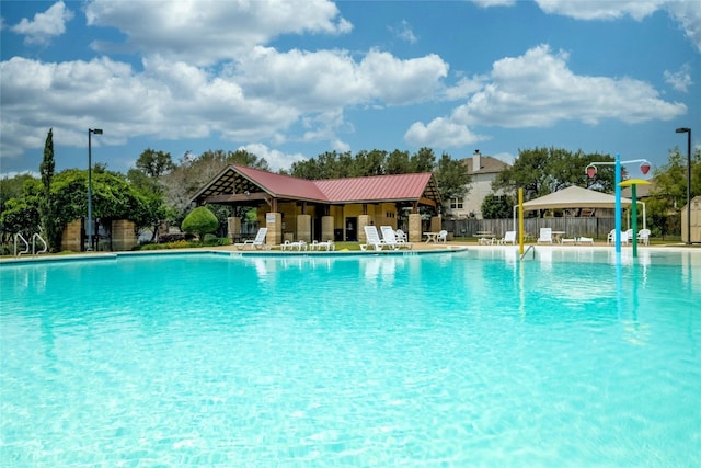 view of pool with a gazebo