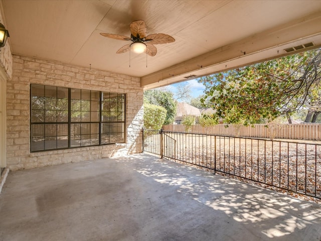 view of patio with ceiling fan