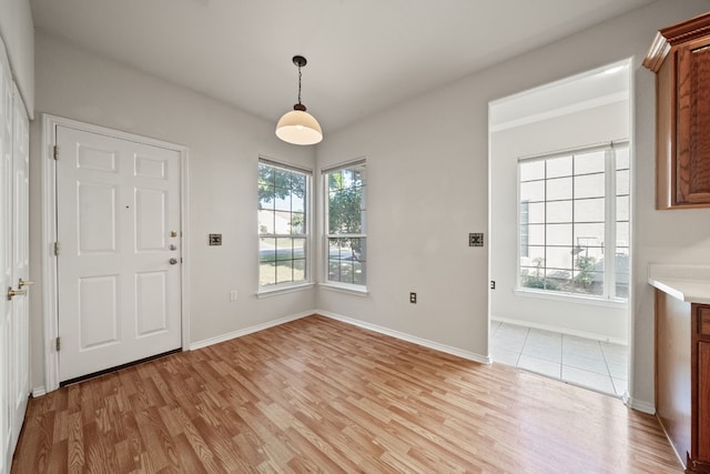 unfurnished dining area featuring light hardwood / wood-style flooring