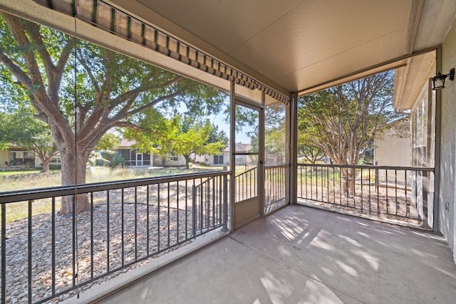 view of unfurnished sunroom