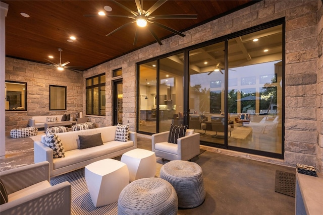 view of patio / terrace featuring ceiling fan and outdoor lounge area