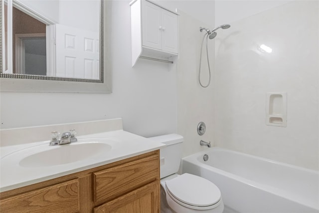 full bathroom with vanity, toilet, and bathtub / shower combination