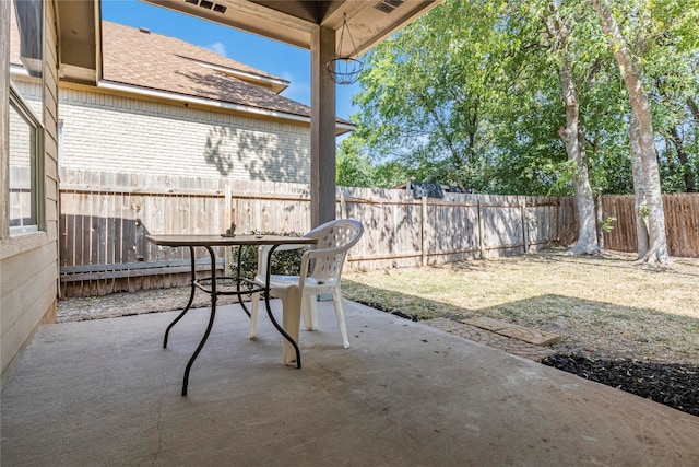 view of patio with a baseboard radiator