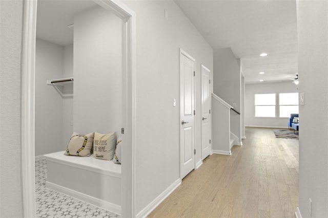 hall featuring light hardwood / wood-style floors