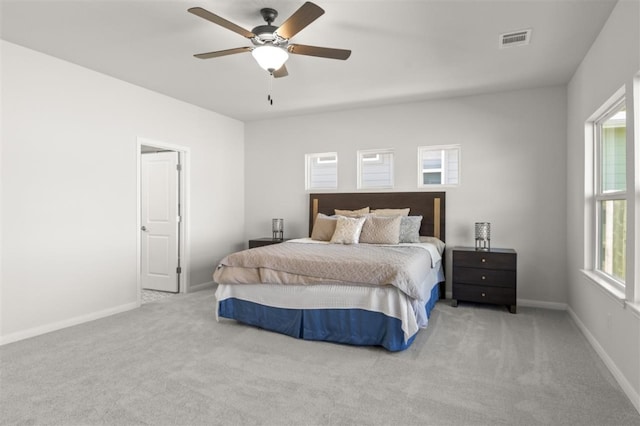 bedroom with carpet floors and ceiling fan