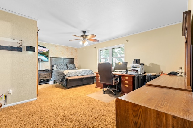 bedroom with carpet floors and ceiling fan