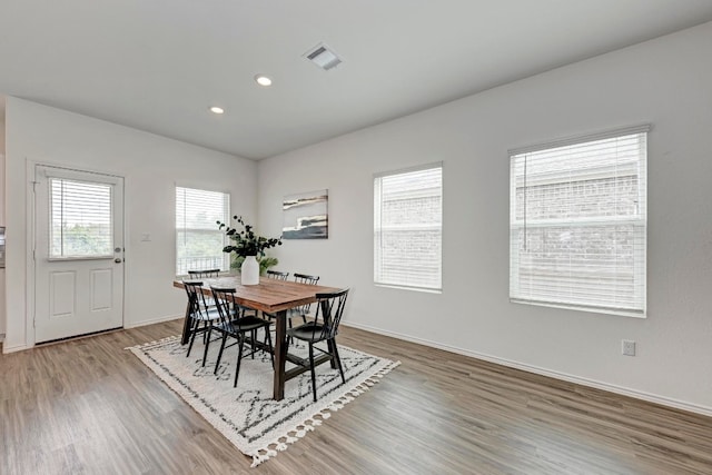 dining area featuring wood-type flooring