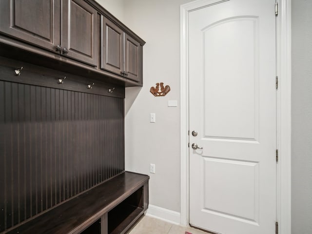 mudroom featuring light tile patterned flooring