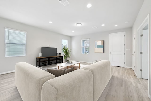 living room featuring light hardwood / wood-style floors