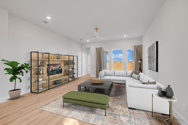 living room featuring light hardwood / wood-style floors