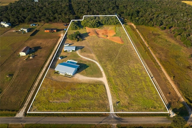 aerial view with a rural view