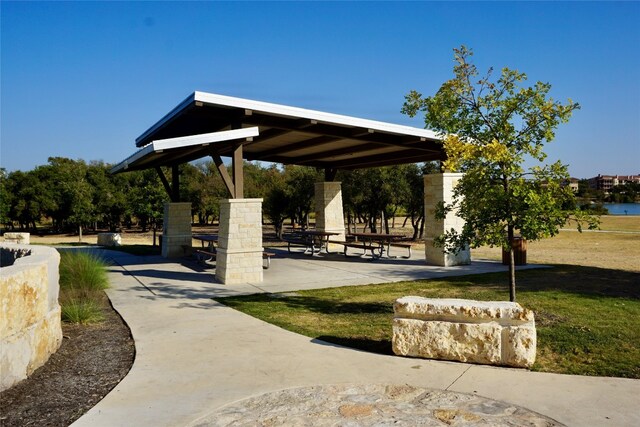 surrounding community featuring a gazebo, a yard, and a patio