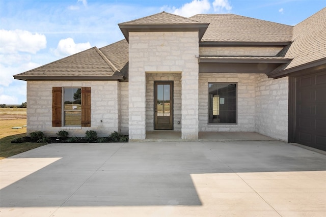 exterior space featuring a garage