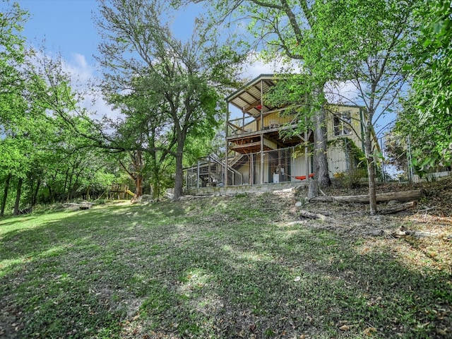 view of yard featuring a deck