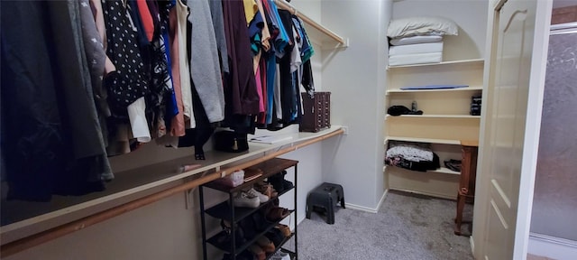 spacious closet with light colored carpet