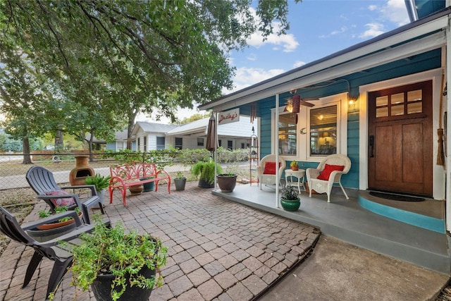 view of patio featuring fence