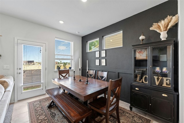 view of tiled dining area